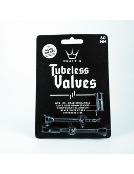 Peaty's Tubeless Valves (pair) - 60mm - Black Valve / Black Cores